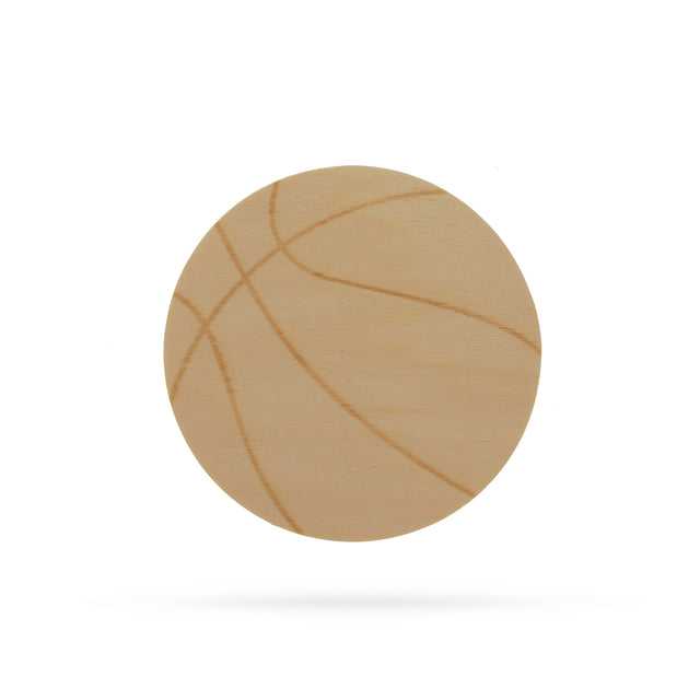 Wood Basketball Unfinished Wooden Shape Craft Cutout DIY Unpainted 3D Plaque 6 Inches in Beige color Round