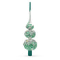 Dimensional Rope and Leaves on White Mouth Blown Glass Christmas Tree Topper 12.5 Inches in Green color Triangle