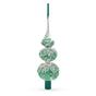 Glass Dimensional Rope and Leaves on White Artisan Hand Crafted Mouth Blown Glass Christmas Tree Topper 12.5 Inches in Green color Triangle