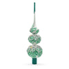 Dimensional Rope and Leaves on White Artisan Hand Crafted Mouth Blown Glass Christmas Tree Topper 12.5 Inches in Green color, Triangle shape