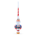 Santa in Red & White Suit Glass Christmas Tree Topper 11 Inches in Red color Triangle