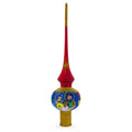 Holy Family Nativity Scene on Red Glass Christmas Tree Topper 11 Inches in Red color Triangle
