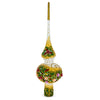 Dimensional Roses Bouquet on White Artisan Hand Crafted Mouth Blown Glass Christmas Tree Topper 11 Inches by BestPysanky