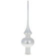 Matte White with Sparkling Top Hand Crafted Mouth Blown Glass Christmas Tree Topper 11 Inches in White color, Triangle shape