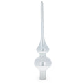 Glossy White with Sparkling Top Glass Christmas Tree Topper 11 Inches in White color Triangle