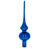 Glossy Blue with Sparkling Top Mouth Blown Glass Christmas Tree Topper 11 Inches in Blue color Triangle