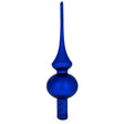 Matte Blue with Sparkling Top Mouth Blown Glass Christmas Tree Topper 11 Inches in Blue color Triangle