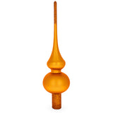 Matte Orange with Sparkling Top Mouth Blown Glass Christmas Tree Topper 11 Inches in Gold color Triangle