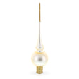 Matte Beige with Sparkling Top Mouth Blown Glass Christmas Tree Topper 11 Inches in White color Triangle