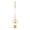 Matte Beige with Sparkling Top Glass Christmas Tree Topper 11 Inches in White color Triangle