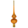 Red Jewels on Gold Geometrical Glass Christmas Tree Topper 11 Inches in Gold color Triangle