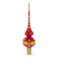 Dimensional White Diamond Trellis on Red Glass Christmas Tree Topper 11 Inches in Red color Triangle