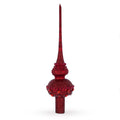 Dimensional Red Jewels Chandelier on Red Glass Christmas Tree Topper 11 Inches in Red color Triangle