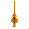 Multicolored Jewels on Gold Glass Christmas Tree Topper 11 Inches in Gold color Triangle