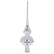 Glass Dimensional Purple Jewel Stars and Pearls on White Artisan Hand Crafted Mouth Blown Glass Christmas Tree Topper 11 Inches in White color Triangle