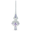 Dimensional Purple Jewel Stars and Pearls on White Mouth Blown Glass Christmas Tree Topper 11 Inches in White color Triangle