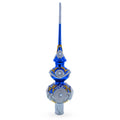 Pearls and Twisted Rope on Double Ball Blue Glass Christmas Tree Topper 12.5 Inches in Blue color Triangle