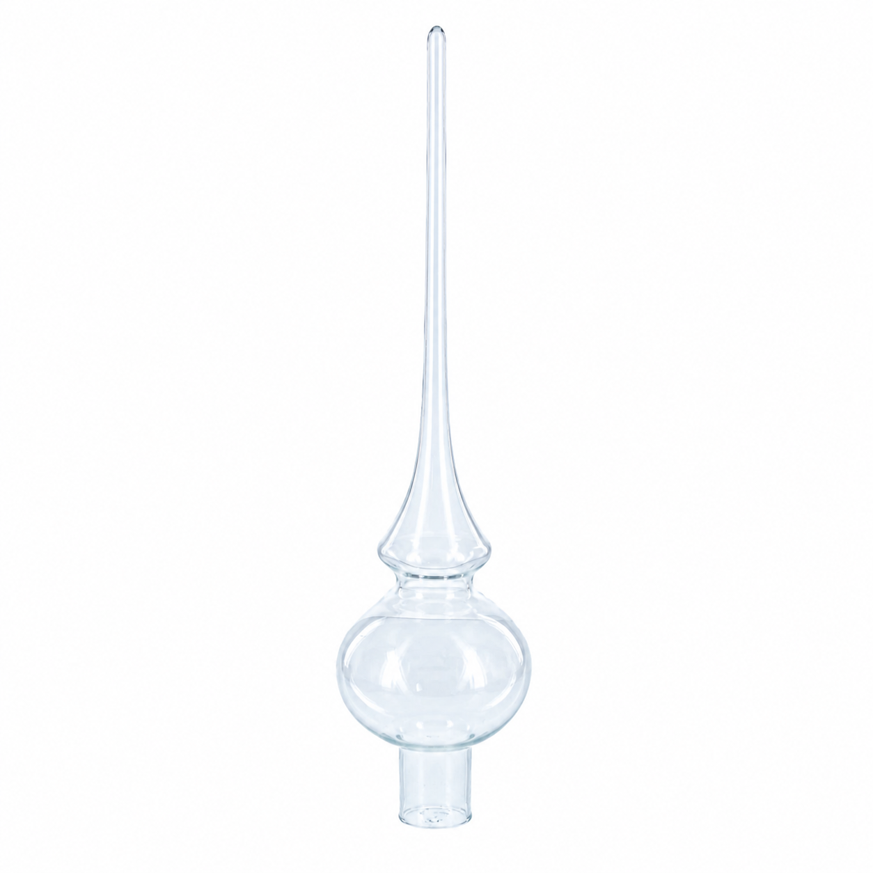 Clear Mouth-Blown Finial Glass Christmas Tree Topper 11 Inches in Clear color Triangle