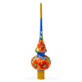 Poppy Flowers on Blue Glass Christmas Tree Topper 11 Inches in Blue color Triangle