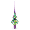 Dimensional Pink Roses on PurpleGlass Christmas Tree Topper 11 Inches in Purple color Triangle