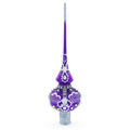 Dimensional White Roses on Purple Glass Christmas Tree Topper 11 Inches in Purple color Triangle