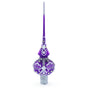 Dimensional White Roses on Purple Blown Glass Christmas Tree Topper 11 Inches in Purple color Triangle