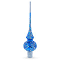 Blue Paisley Mouth Glass Christmas Tree Topper 11 Inches in Blue color Triangle