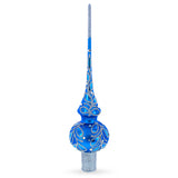 Blue Paisley Mouth Glass Christmas Tree Topper 11 Inches in Blue color Triangle