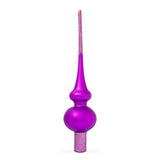 Solid Purple with Sparkling Top Mouth Blown Glass Christmas Tree Topper 11 Inches in Purple color Triangle