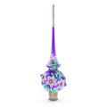 Dimensional Roses on PurpleGlass Christmas Tree Topper 11 Inches in Purple color Triangle