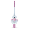 Dimensional Roses on Champagne Glass Christmas Tree Topper 11 Inches in Pink color Triangle
