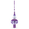 Glass Dimensional Jeweled Purple Chandelier on White Artisan Hand Crafted Mouth Blown Glass Christmas Tree Topper 11 Inches in Purple color Triangle