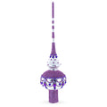 Jeweled Purple Chandelier on White Glass Christmas Tree Topper 11 Inches in Purple color Triangle