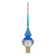 White Dial Clock on Blue and Gold Blown Glass Christmas Tree Topper 11 Inches in Blue color Triangle