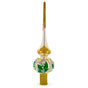 Lily of the Valley Flowers on Beige Mouth Blown Glass Christmas Tree Topper 11 Inches in Multi color Triangle