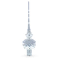 Dimensional White Jewels on White Glass Christmas Tree Topper 11 Inches in Silver color Triangle