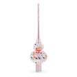 Dimensional Pink Flowers on Metallic Rose Pink Mouth Blown Glass Christmas Tree Topper 11 Inches in Multi color Triangle