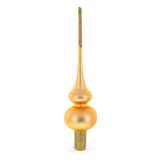 Solid Orange with Sparkling Top Mouth Blown Glass Christmas Tree Topper 11 Inches in Gold color Triangle
