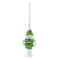 Dimensional Red Berries with Leaves on White Glass Christmas Tree Topper 11 Inches in White color Triangle