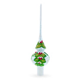Dimensional Red Berries with Leaves on White Blown Glass Christmas Tree Topper 11 Inches in White color Triangle