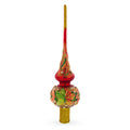 Red and Green Leaves on Red Glass Tree Topper in Red color Triangle