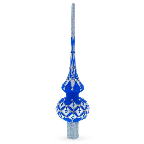Silver Diamonds on Blue Glass Tree Topper in Blue color Triangle