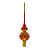 Glass Golden Scrolls on Red Glass Tree Topper in Red color Triangle