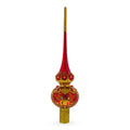 Golden Scrolls on Red Glass Tree Topper in Red color Triangle