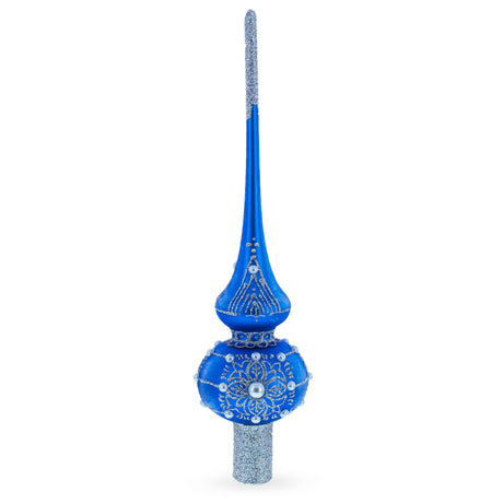 Silver Web on Blue Glass Tree Topper in Blue color Triangle
