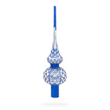 Blue on Silver Glass Tree Topper in Blue color, Triangle shape