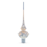 White Swirls on Champagne Glass Tree Topper in Ivory color, Triangle shape