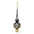 Elegant Black and Gold Filigree Design Glass Christmas Tree Topper 11 Inches in Black color Triangle