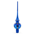 Glossy Blue with Festive Accents Glass Christmas Tree Topper in Blue color Triangle