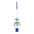 Chic Iridescent Pearl with Blue Embellishments Glass Christmas Tree Topper 11 Inches in Beige color Triangle